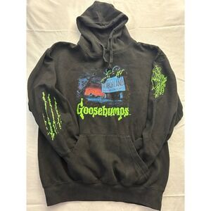 Goosebumps HorrorLand Hoodie Mens Medium Black Neon Green Pullover RL Stine